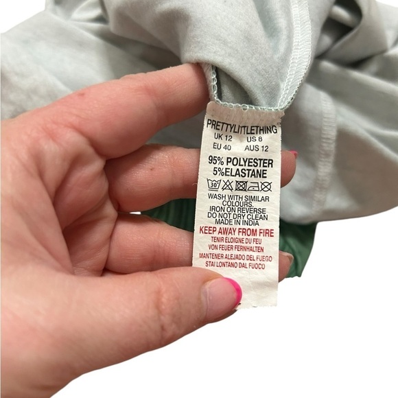 ♥️Pretty Little Thing Green Marble Halter Split Hem Bodycon Dress Women’s Sz 8 - Picture 8 of 12